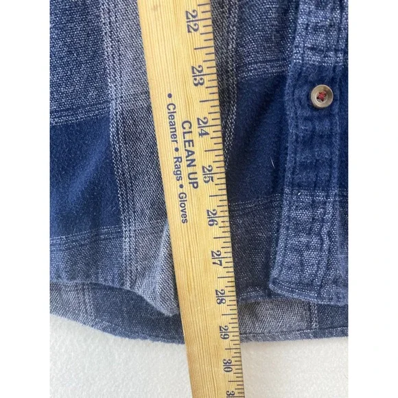 Hollister Mens Blue Plaid Cotton Flannel Button Down Shirt Medium Grunge Preppy - Picture 7 of 9